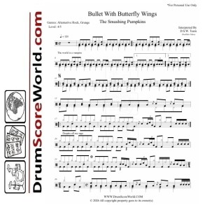 The Smashing Pumpkins - Bullet With Butterfly Wings | Drum Sheet + Play-Along Track